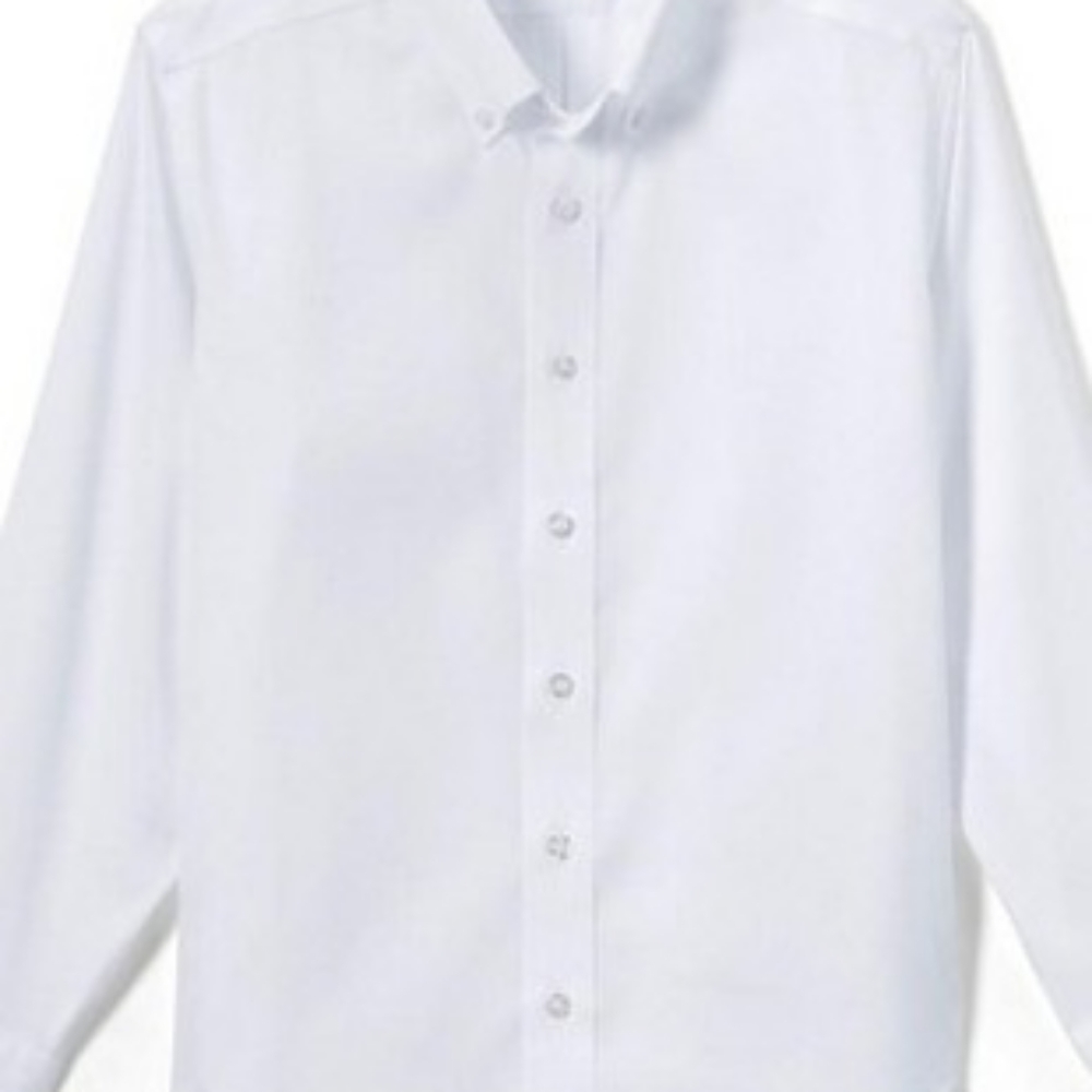 Men's White Pinpoint Cotton Button Down Dress Shirt.